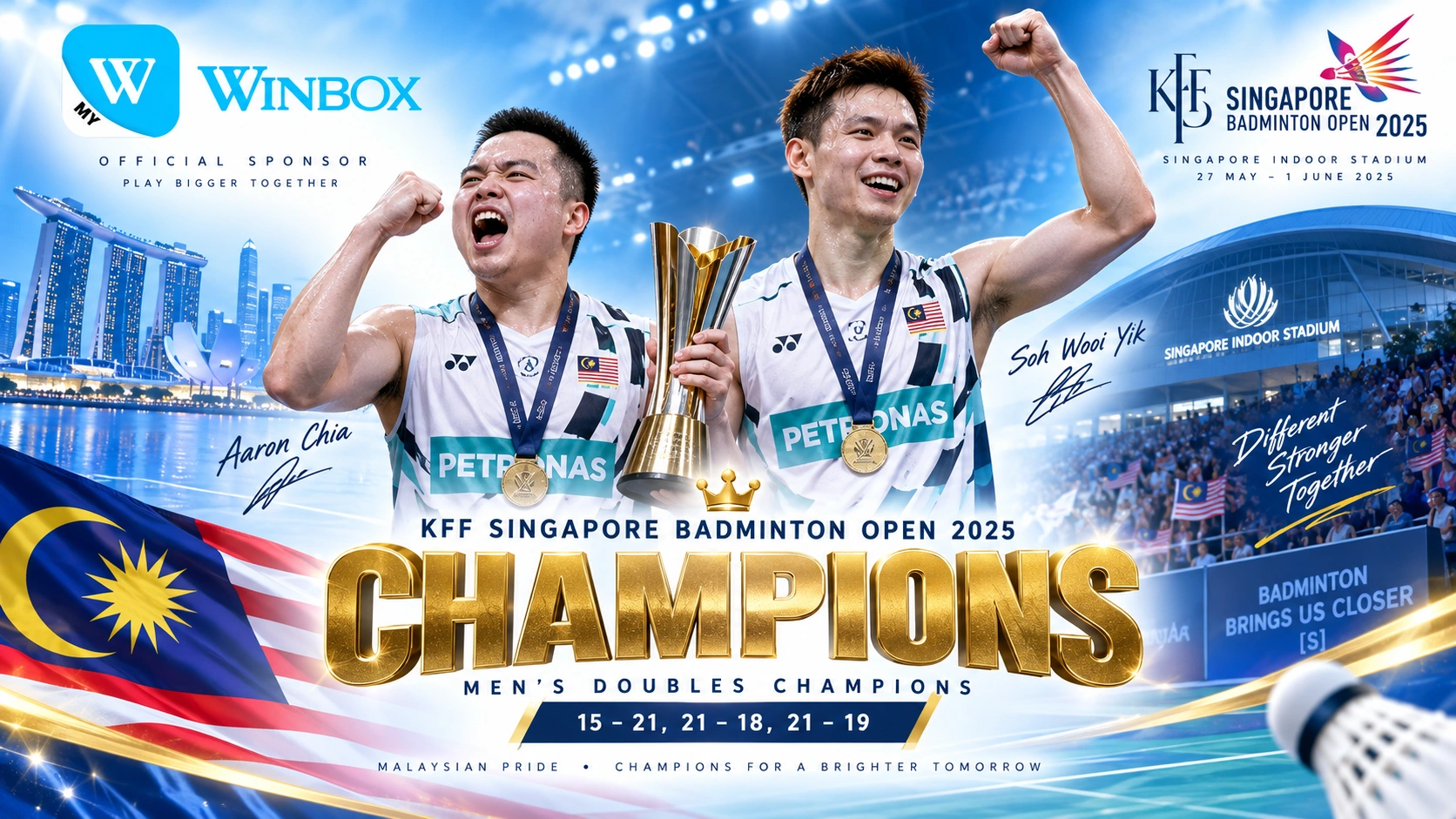 Aaron Chia & Soh Wooi Yik championship celebration